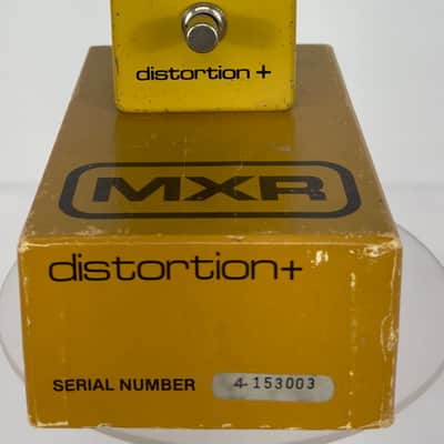 MXR Distortion + S/N 4-153003 Block Logo Distortion Pedal W/ Box 1980 - Yellow image 3