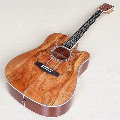 Electric Acoustic Guitar 41 Inch Dead Wood Cutaway Design with Fingerboard Inlay High Glossy Folk Guitar with EQ image 1