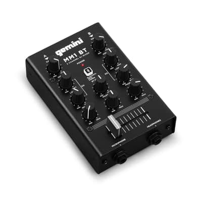 Gemini Sound MM1BT Bluetooth Professional Audio 2-Channel Dual Mic Input Stereo 2-Band Rotary Compact DJ Podcast Mixer with Cross-Fader and Individual Gain Control image 3