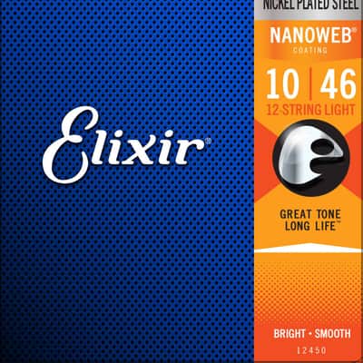 ELIXIR 12450 NANOWEB NICKEL PLATED STEEL ELECTRIC GUITAR 12-String (LIGHT 10-46) image 1