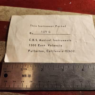 Fender Instrument Packed By Slip Late 1960s CBS image 3
