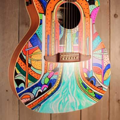 Fender California Series CUSTOM Art guitar LE Newporter Player - " A RIVER RUNS THROUGH IT "w/Soft Case image 5