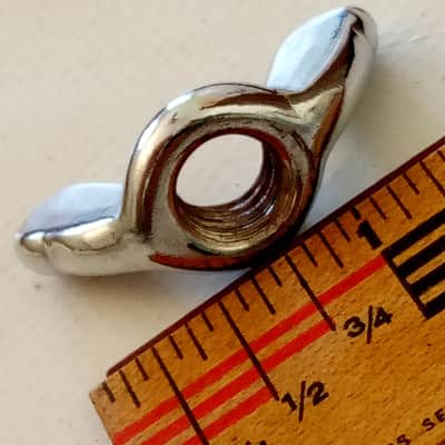Ludwig 3/8"x 18tpi Chrome Cymbal Stand Wing-Nut Part Vintage Super Classic MINTY image 2