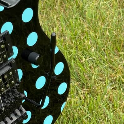 Kramer NightSwan Electric Guitar Black with Blue Polka Dot image 12