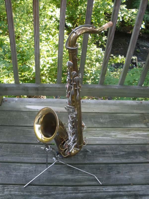 1957 Conn Director Tenor Saxophone shooting stars  Brass-Lacquered image 1
