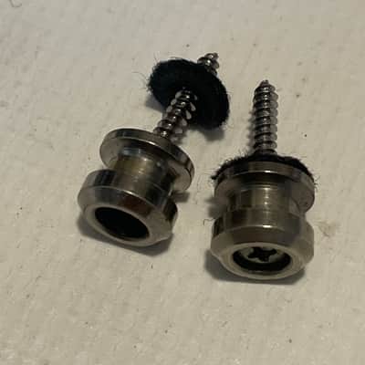 1990's Era Used Fender Schaller Electric Guitar Worn Chrome Strap Lock Buttons Set image 2