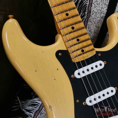 Fender Custom Shop Limited Edition 70th Anniversary 1954 Stratocaster Hardtail Relic Nocaster Blonde with Black Pickguard & Gold Hardware 6.50 LBS image 11
