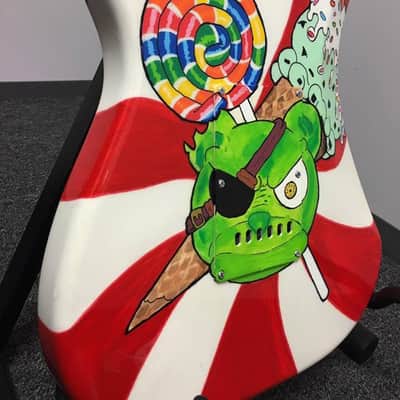 Strat Body with Dimarzio X2N Humbucker. Custom Finish and artwork. With Hardcase image 3