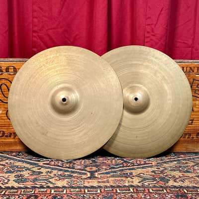 15" Zildjian A 1940s-50s Trans Stamp/Small Stamp Hi-Hat Cymbal Pair 874g/910g *Video Demo* image 1