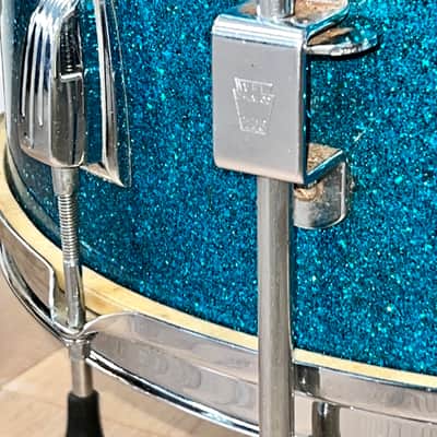 1950's WFL 4 Piece Drum Kit, Blue Aqua Sparkle, Complete W / Cases, Drop Dead Gorgeous image 15