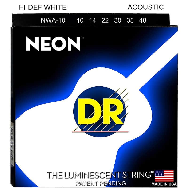 Hi-Def NEON White Coated Acoustic Guitar Strings Lite (10-48) image 1