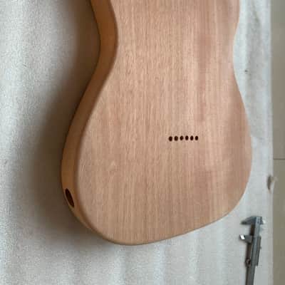 Mahogany Wood Telecaster Teler Style Guitar Body, F Hole Routing, String Through Bridge image 6