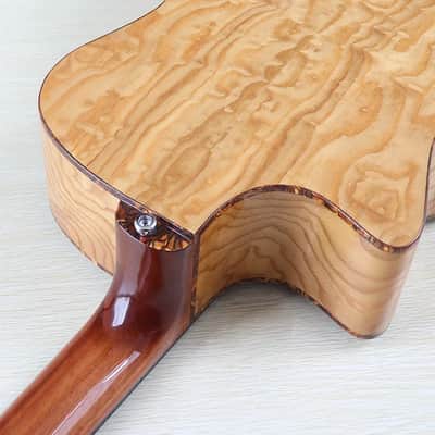 4 String Acoustic Electric Bass, Laminated Ash Wood Top Body, Okoume Neck image 9