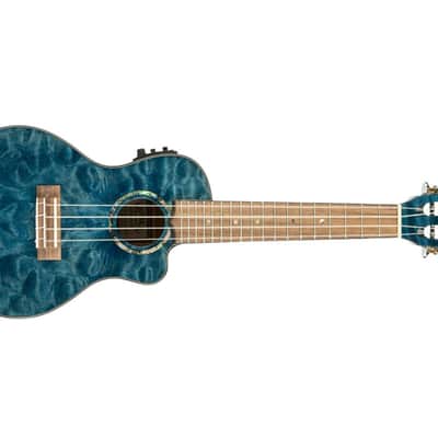 Lanikai QMBL-CEC Quilted Maple Blue Stain Concert Acoustic-Electric Ukulele image 1