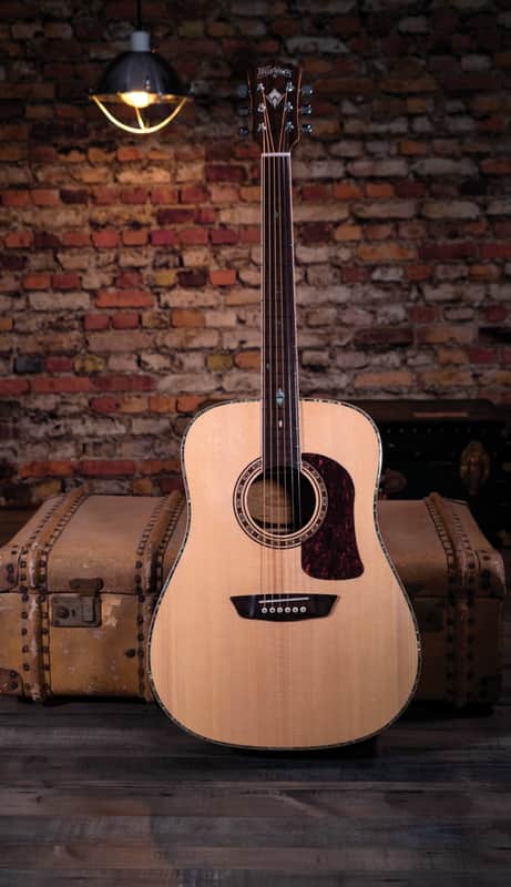 Washburn HD80S-L Heritage Elite, Solid Spruce / Striped Ebony Body image 1