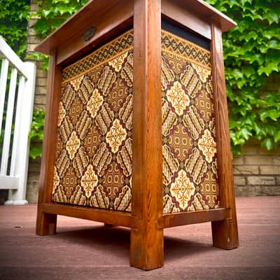 Rotary Connection Loaded 1x12 pine/plywood closed/semi open/open optional guitar speaker cabinet! Great sounding vintage Pyle inside. Handmade. Unique vintage styling and grill cloth. Switch craft jack. 2026 - Wood image 9
