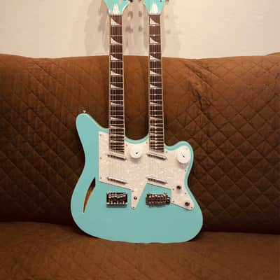 Eastwood SURFCASTER 12/6 Bound Tone-Chambered Mahogany Body Double Neck Electric Guitar w/Hard Case image 3