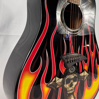 Dean Bret Michaels BM The Player Acoustic Guitar 2011 - Black Flames image 4