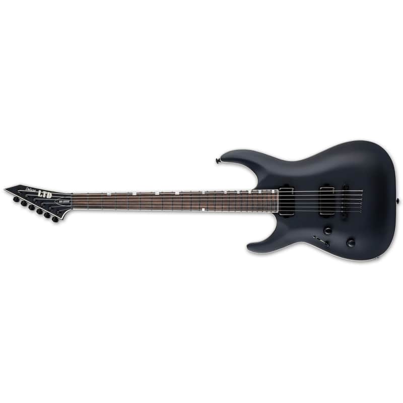 ESP LTD MH-1000 Baritone LH 1000B - Left-Handed Electric Guitar Black Satin - Brand New image 1