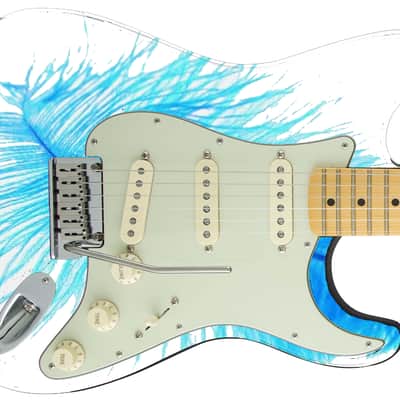 Sticka Steves Guitar Skin Axe Wrap Re-skin Vinyl Decal DIY Blue Feather 352 image 5