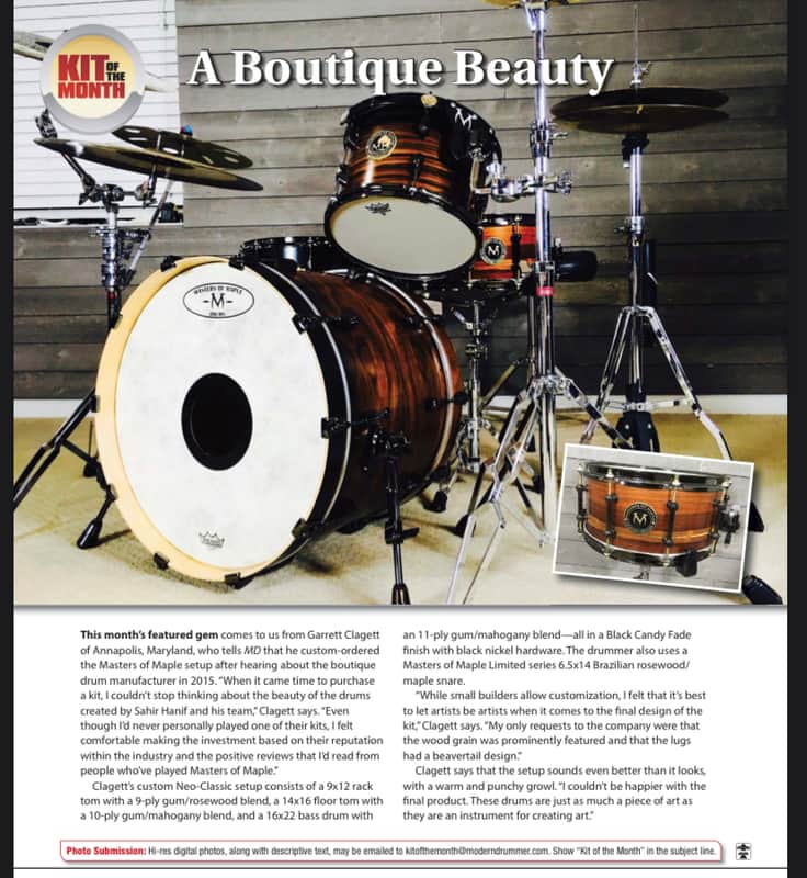 Masters Of Maple Neo Classic kit exotic Santos Rosewood 12-16-22 DW brackets and legs image 1