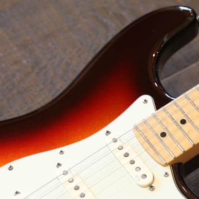 MINTY! 2014 Fender American Deluxe Stratocaster Plus Mystic 3-Color Sunburst w/ Personality Cards + COA OHSC image 7