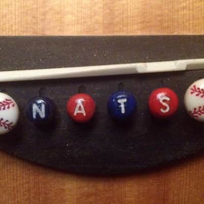 Got Bridge Pins? Ebony Bridge Pins with Nats Baseball Tops image 1