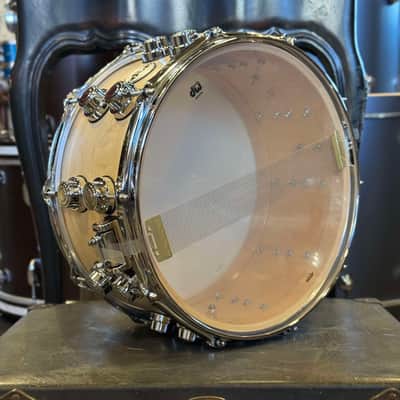 NEW DW Collectors Series 7x14 VLT Maple Snare Drum in Satin Natural Oil & Chrome HW w/ Double Row Lugs image 5