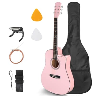 JJ Heart Acoustic Guitar JJC-HRTKIT/PPK Pink Heart Shape. | Reverb
