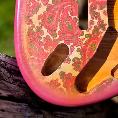 Pink Paisley Strat ST  Body, Aged, Relic , Nitro , Ash image 6