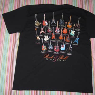 new old stock (NO paper hang-tag) A+ Taboo Rock Rock and Roll Guitar Heaven Shirt (XL) Black T shirt w/ many iconic guitars graphic (NO packaging) image 2