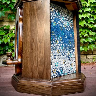 1x12 octagon guitar speaker cabinet! Semi open. Vintage 8 ohm speaker inside. Unique 3D grill cloth. Candle lights up! image 2