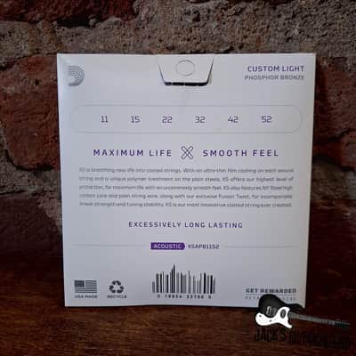D'Addario XS Coated Phosphor Bronze | (11-52) Custom Light Gauge Acoustic Guitar Strings image 2