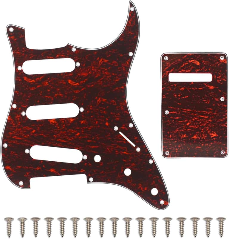 SSS 11 Holes Strat Electric Guitar Pickguard and BackPlate Set for Fender US/Mexico Made Standard Stratocaster Modern Style Guitar Parts (3Ply Red Tortoise) image 1