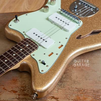 Fender USA Strat neck on a Custom Jazzmaster Thinline offset body Champagne Sparkle Fender USA pickups 4-way wiring Gotoh bridge - unique! image 21