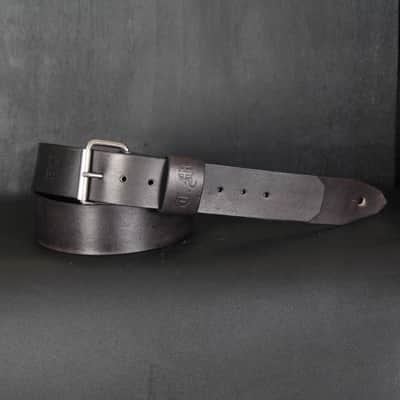 Personalized Handmade Leather Guitar Strap. Buckle. 47”to 54”..2” wide  Antique BLACK image 1