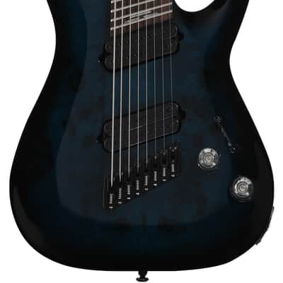 Schecter Omen Elite-8 Multiscale 8-string Electric Guitar - See Through Blue Burst image 3