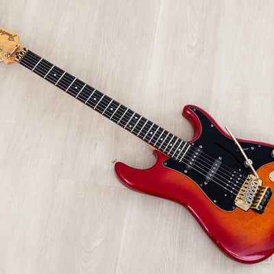 1988 Fender Pro Feel Stratocaster STR75 SSH Cherry Red Sunburst w/ Floyd Rose, Japan MIJ Fujigen image 12