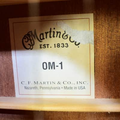 2007 Martin OM-1 Orchestra Model Acoustic Electric Guitar, Natural w/ Case image 5