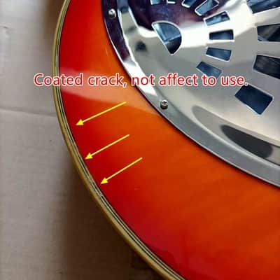 Cherry Burst Custom Resonator Electric Acoustic Guitar, Flamed Maple Top Body, Mahogany Neck image 7