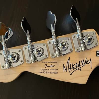 2015 Squier by Fender Mikey Way Signature Mustang Bass - Large Flake Silver Sparkle image 4