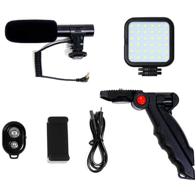 Savage Mobile Vlogging Kit with Microphone, LED Light, Phone Holder and Handheld/Tabletop Adaptable Stand for Vloggers and Youtubers image 2