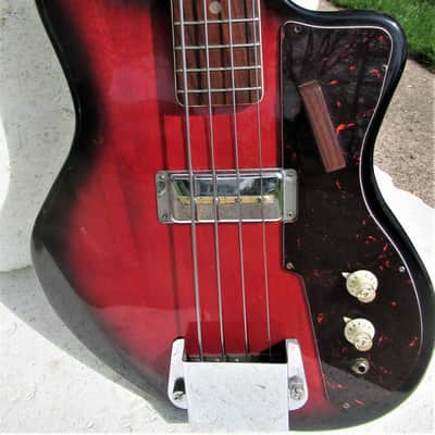 Rhythmline Bass Guitar, 1960's, Japan, Gold Foil Pickup,  Cherryburst image 3