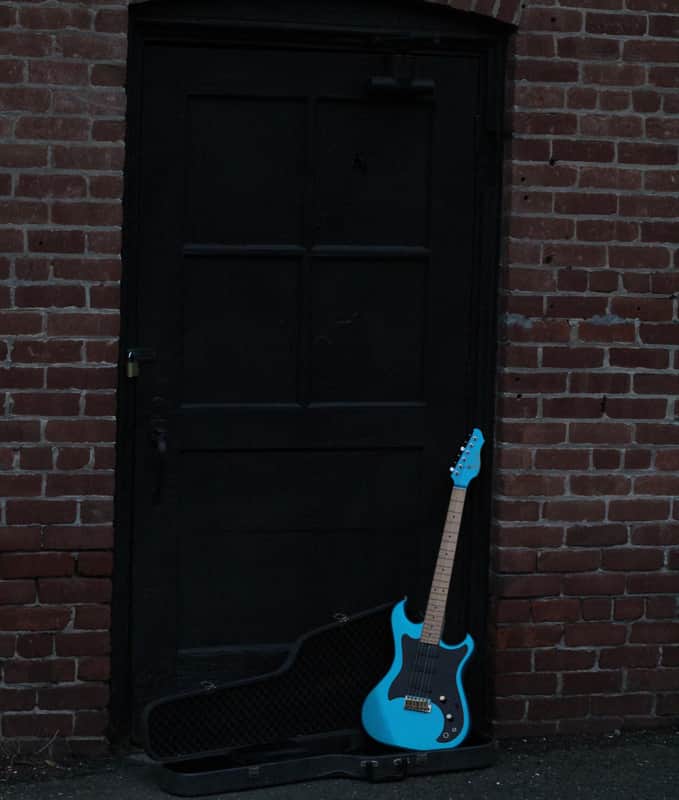 Electra Phoenix X-145 60th Anniversary Model Sparkle Blue Guitar with hard case image 1
