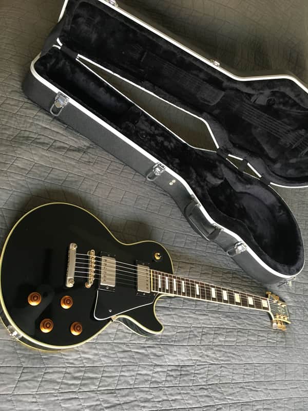 Epiphone Les Paul Custom Vintage late '80s Open Book Headstock Aged Black Long Neck Tenon Mik Ebony image 1