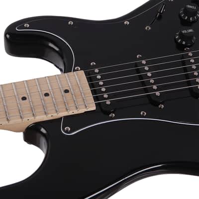 Glarry GST Stylish Electric Guitar Kit with Black Pickguard includes Guitar, Amp, Soft Case, Strap, Cord, and Pick 2020s - Black image 15