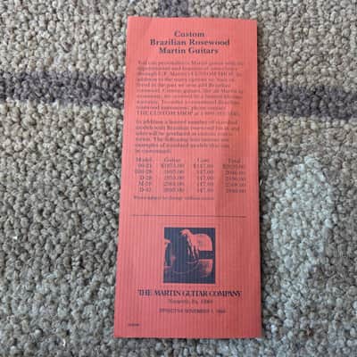 Vintage 1984 Martin Brazilian Rosewood Guitar Price List! Rare, Original Case Candy! image 3