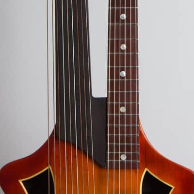 Wappen 15 Course Contra Bass Harp Guitar (unlabelled) , c. 1900s, grey gig bag case. image 8