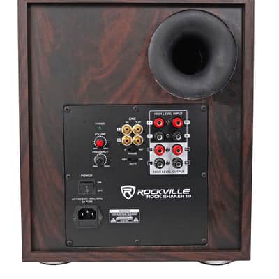 Rockville Rock Shaker Dark Wood 600w 10" Powered Home Theater Subwoofer Sub image 5