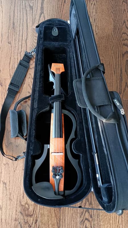 Electric Violin Silent Practice Carbon Fiber & Wood Quality MAX Case and 2 Bows image 1